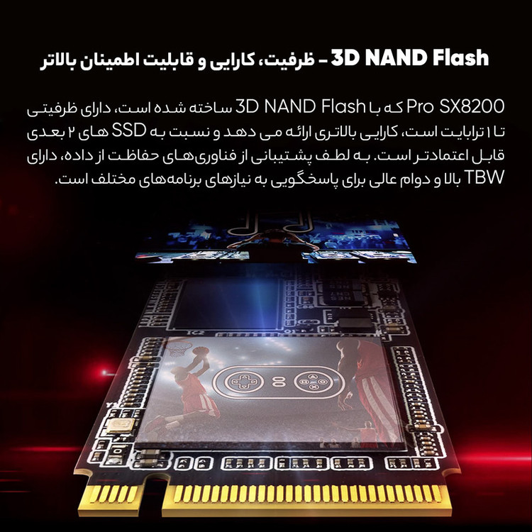 اس اس دی اینترنال ایکس پی جی مدل SX8200 Pro PCIe Gen3x4 M.2 2280 ظرفیت 2 ترابایت