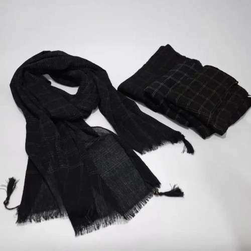 شال برشکا دور ریش منگولهدار خاکستری جنس درجه یک فوقالعاده سبک