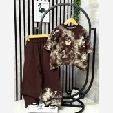 لباس دخترانه تیشرت و شلوار مدل پروانه نخ پنبه یکرو لاکرا سایز 50 و 55