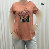 تیشرت طرحدار وارداتی نخ پنبه چهارفصل زنانه دخترانه سایز S تا XXXL کد 1175