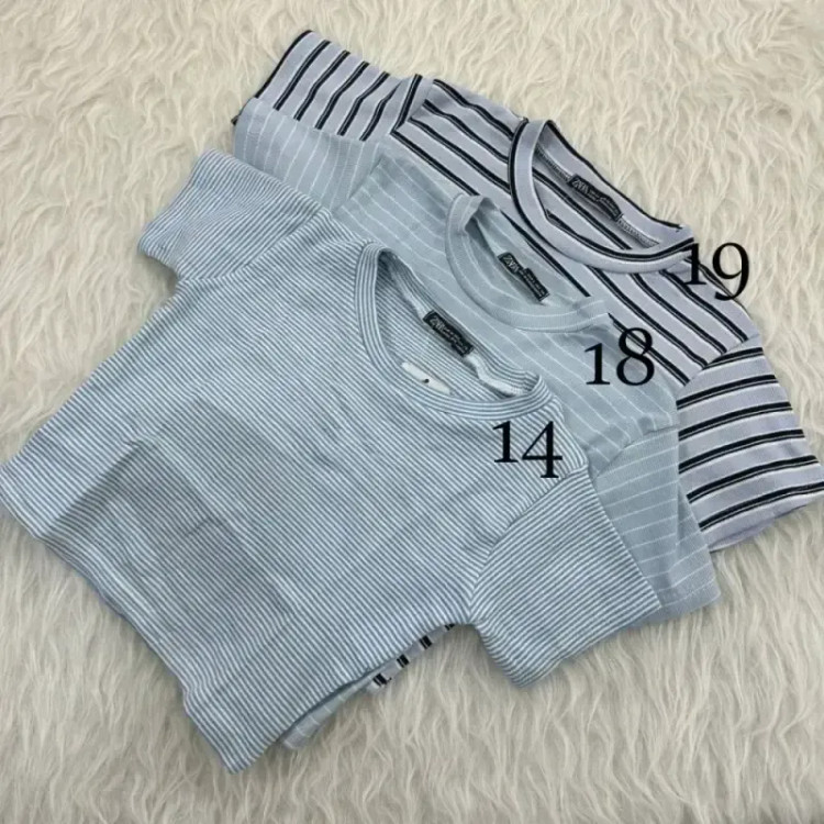 کراپ راه راه کبریتی چهارفصل زنانه دخترانه تنخور شیک سایز S M L XL XXL