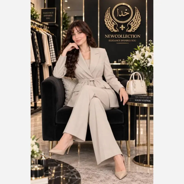 ست کت و شلوار پاییزه زنانه جنس سوپرمازراتی اعلا فری سایز