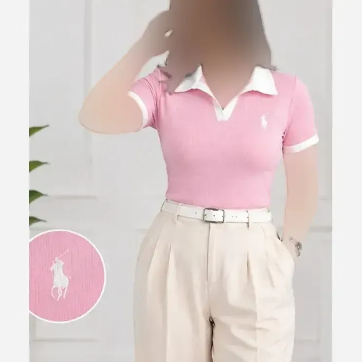 پولوشرت کبریتی یقه سفید گلدوزی polo فانریپ پنبه