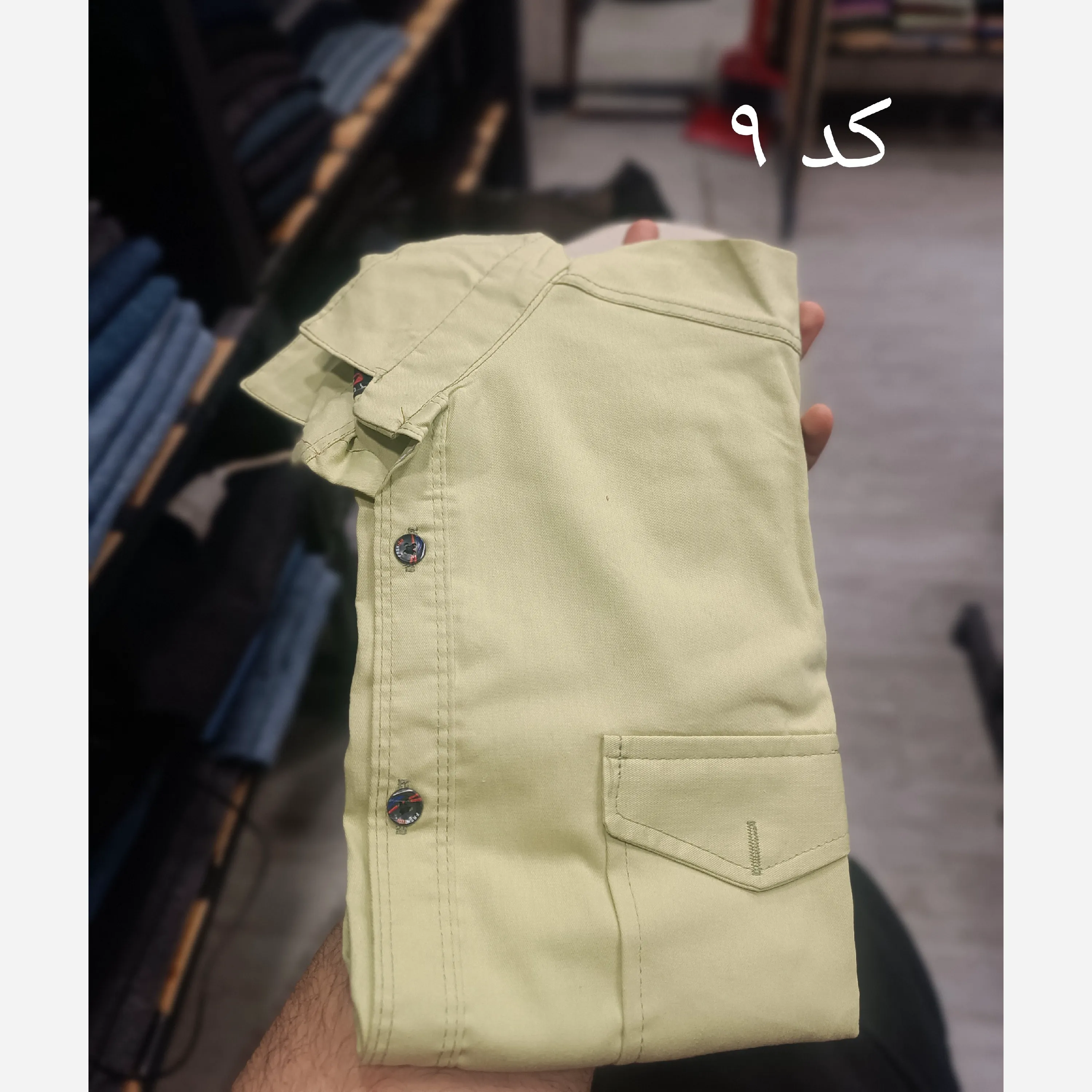 پیراهن کتان مردانه دو جیب آستین بلند قواره آزاد