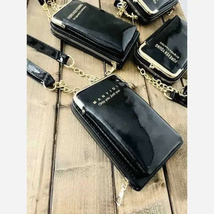 کیف اسپرت جاموبایلی دهنه دار ورنی مشکی وارداتی