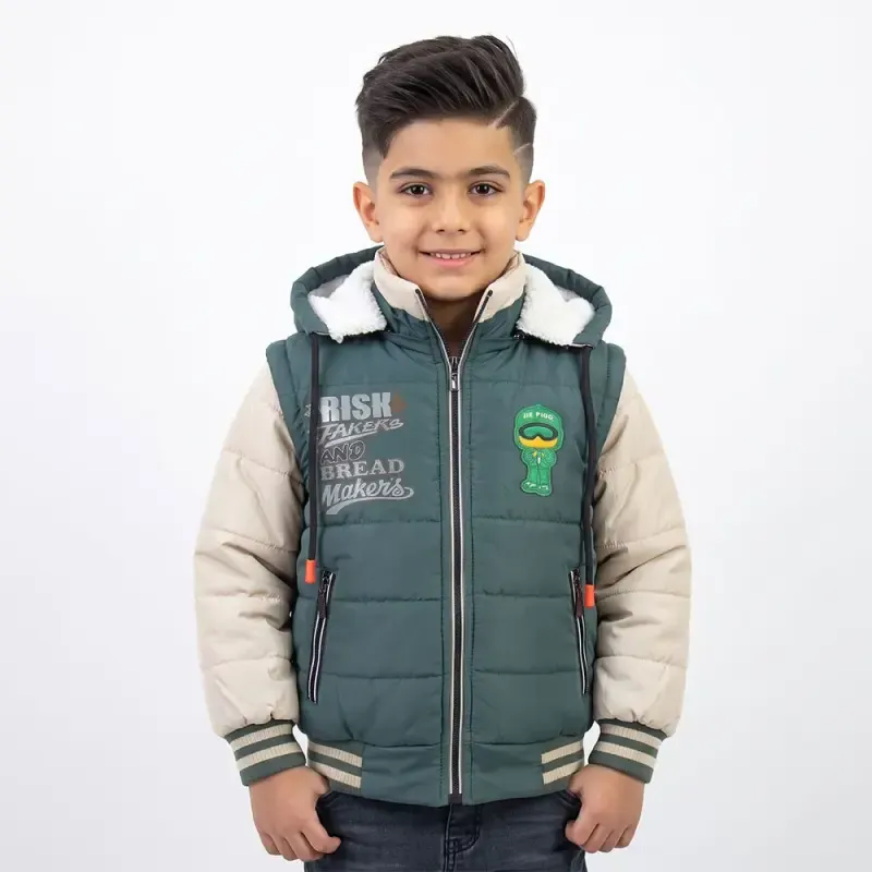 کاپشن پسرانه شمعی داخل خز سبز رنگ