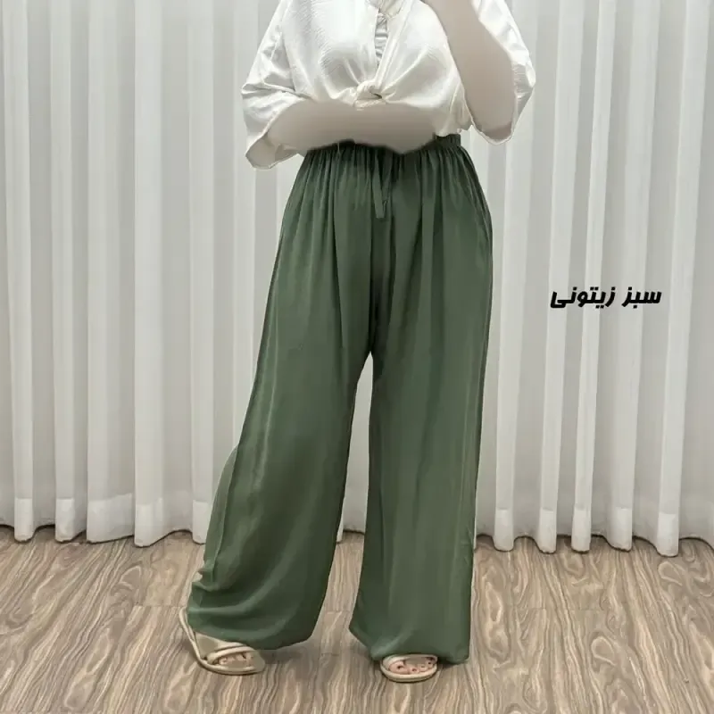 شلوار نخی زنانه قواره دار فری سایز مناسب تا سایز 48