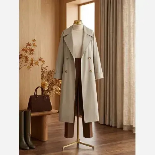 ترنچ کت زنانه جنس کتان زارا آسترکشی کامل سایزبندی